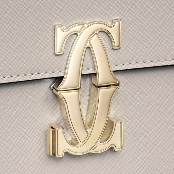 East-west bag, C de Cartier Beige textured calfskin, embroidery, golden finish