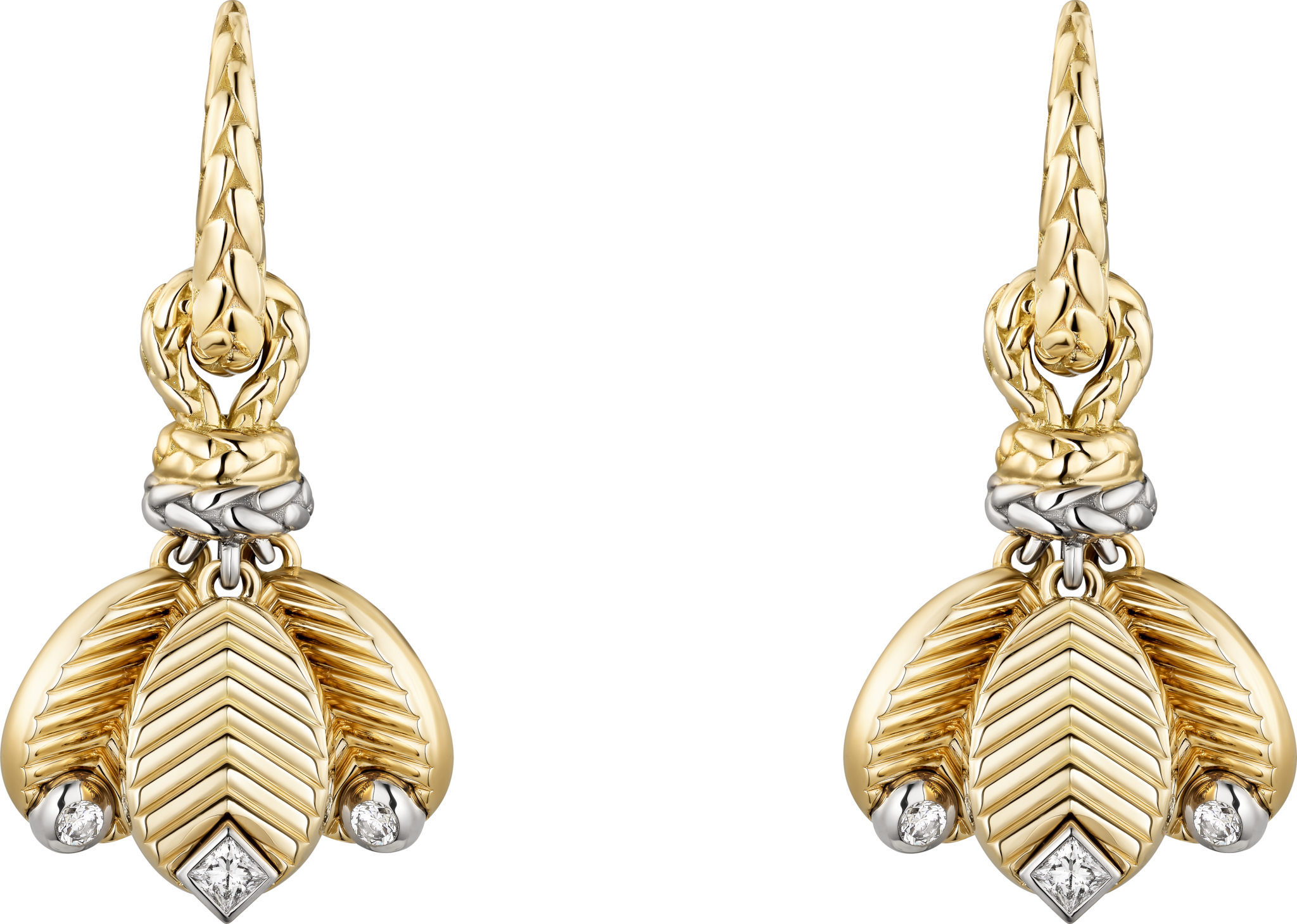 Grain de Café earringsYellow gold, white gold, diamonds