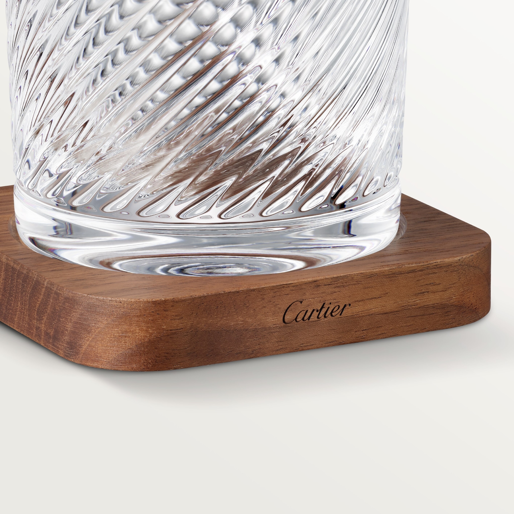 Santos de Cartier set of 2 glasses and 2 coastersCrystal and walnut wood