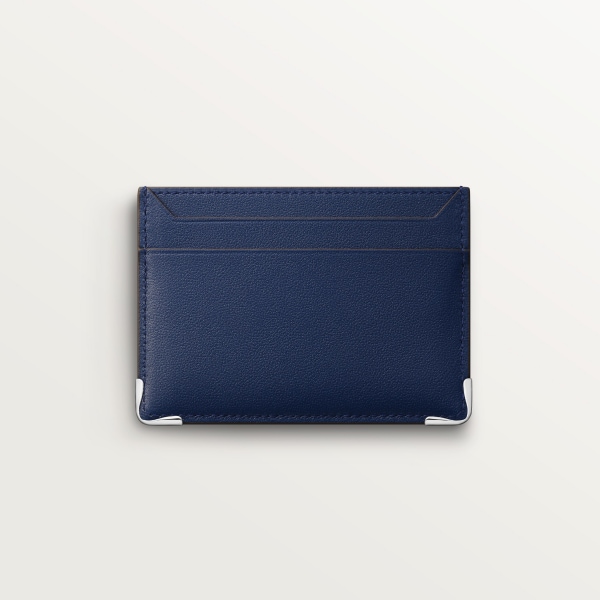 Double card holder, Must de Cartier Deep blue and cloud grey smooth calfskin, palladium finish