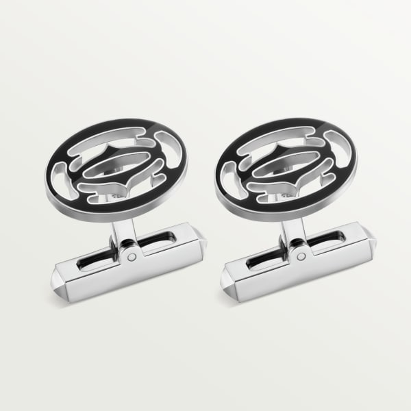 C de Cartier cufflinks Sterling silver, black lacquer, palladium finish