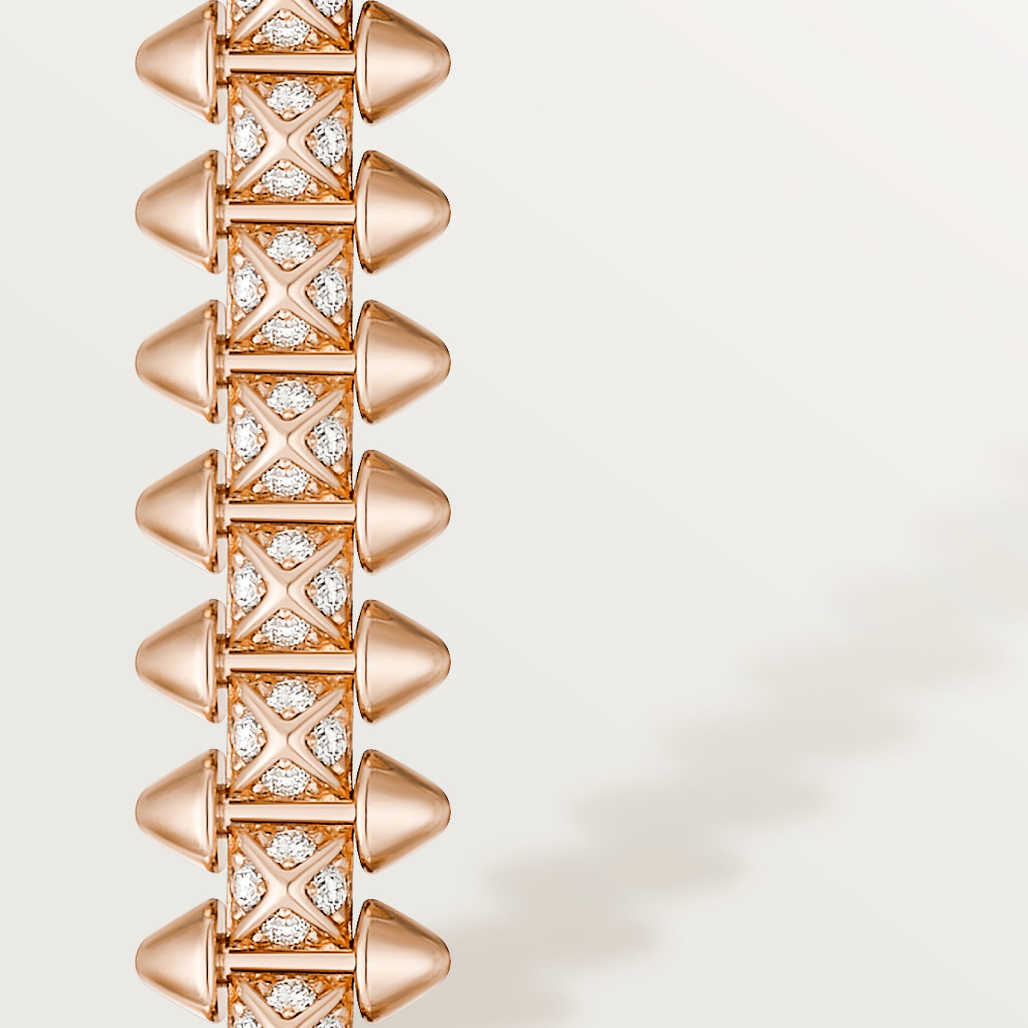 Clash de Cartier bracelet, flexible, small model, paved Rose gold, diamonds