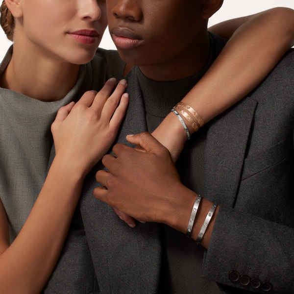 Love bracelet, classic model, brushed, 4 diamonds Rose gold, brushed finish, diamonds