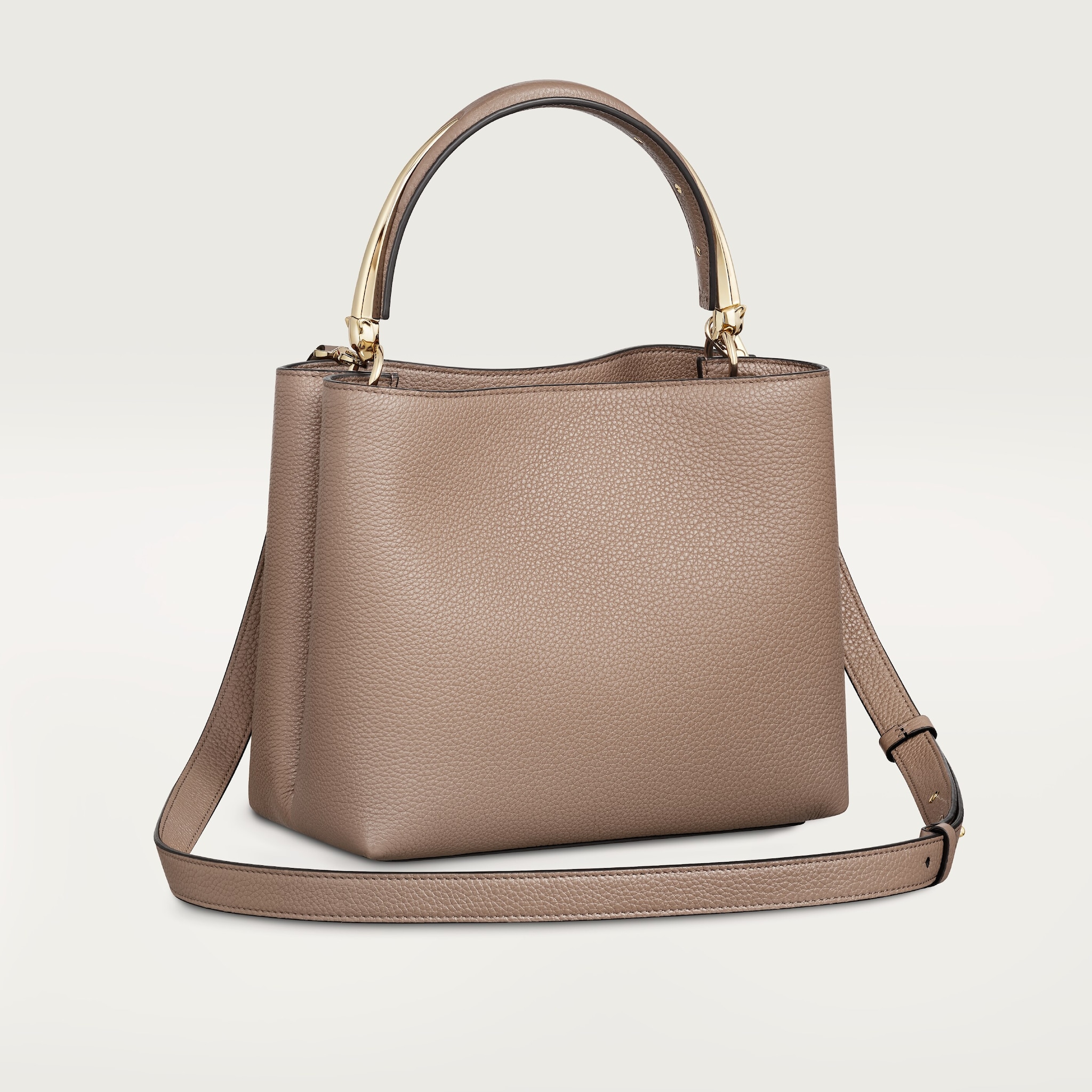 Small model handle bag, Panthère de CartierClay-coloured calfskin, golden finish