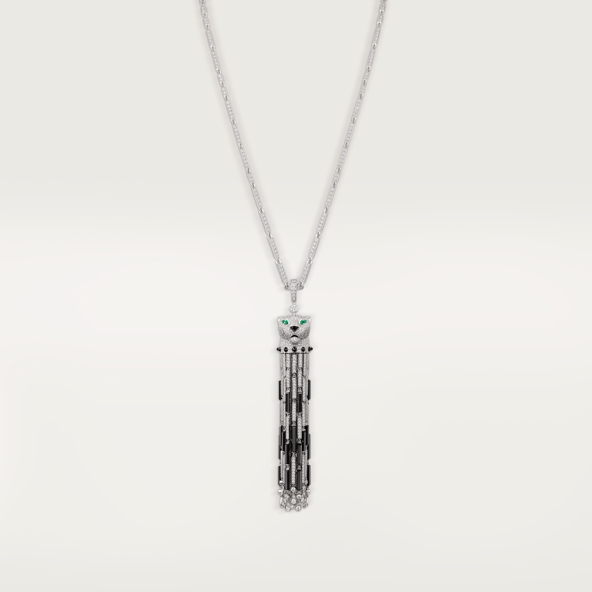 Panthère de Cartier necklaceWhite gold, onyx, emerald, diamonds. 