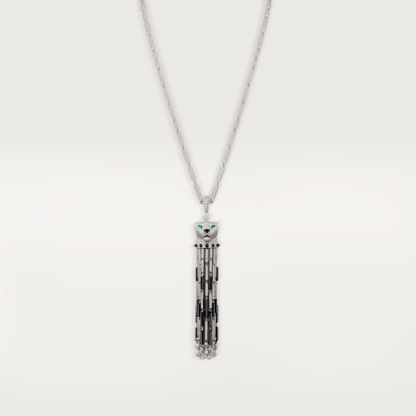 Panthère de Cartier necklace White gold, onyx, emerald, diamonds. 