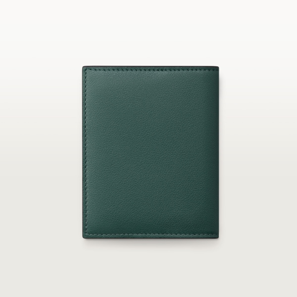 Four-credit card holder, Panthère de Cartier Pine green embossed calfskin, palladium finish