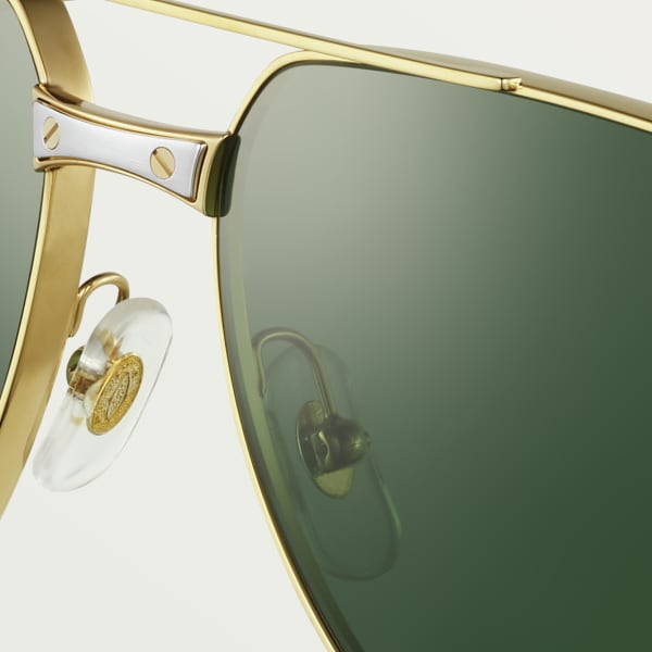 Santos de Cartier sunglasses Smooth and brushed golden-finish metal, green lenses