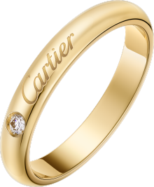 C de Cartier wedding ring, 3 mm width, 1 diamond Yellow gold, diamond