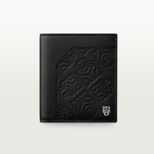 Wallet, Panthère Black embossed calfskin, palladium finish