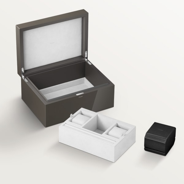 Santos de Cartier three watch and cufflink box Lacquered wood