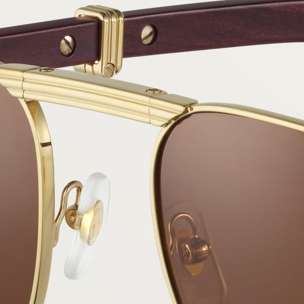 Première de Cartier太阳眼镜 抛光镀金饰面金属，棕色镜片