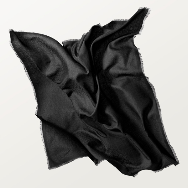 Panthère Graphique shawl Black cashmere, wool and silk.