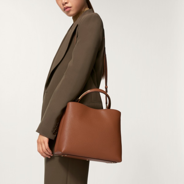 Medium model handle bag, Panthère de Cartier Caramel grained calfskin
