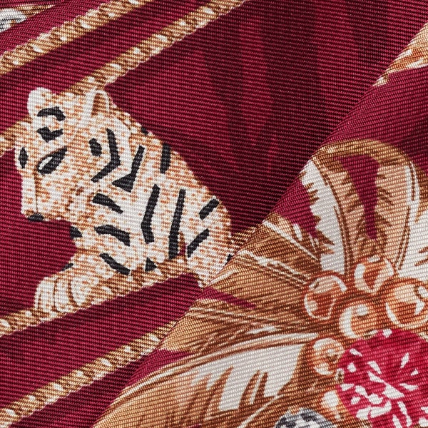 Bandeau, Jewellery Palm Trees Raspberry-coloured silk twill