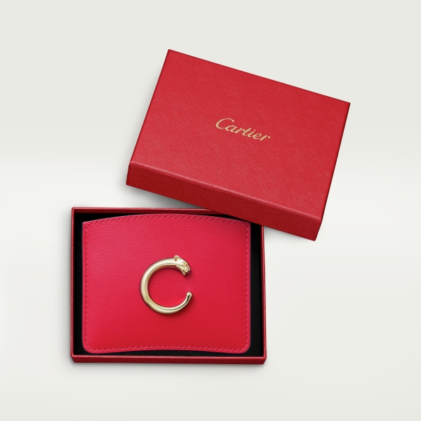Panthère de Cartier Small Leather Goods, Card holder Poppy calfskin, golden finish