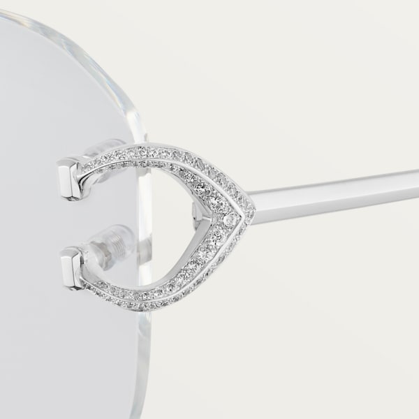Signature C de Cartier precious sunglasses White gold and diamonds, clear glass