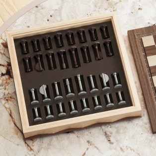 Santos de Cartier chess set Sycamore and walnut wood, palladium finish, brown PVD