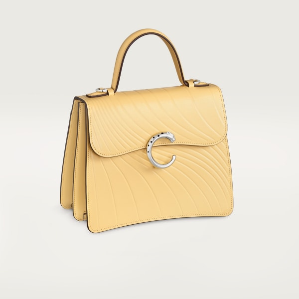 Panthère C de Cartier系列小号款手袋 明黄色小牛皮，浮雕“Cartier”标识，镀钯饰面