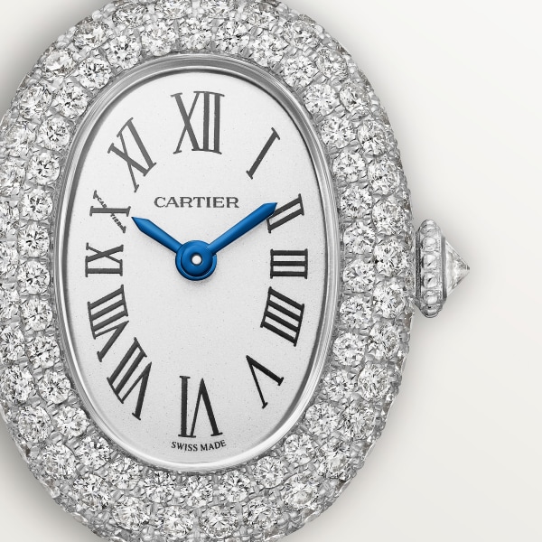 Baignoire watch Mini model, quartz movement, white gold, diamonds