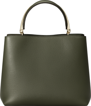 Medium model handle bag, Panthère Double Green tea grained calfskin, golden finish