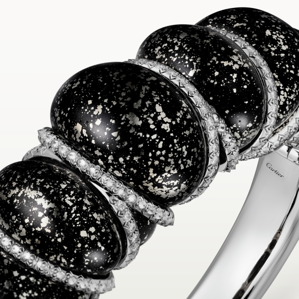Tressage Bracelet Platinum , obsidians