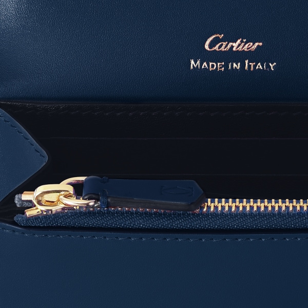 C de Cartier系列迷你皮夹 午夜蓝小牛皮，镀金饰面