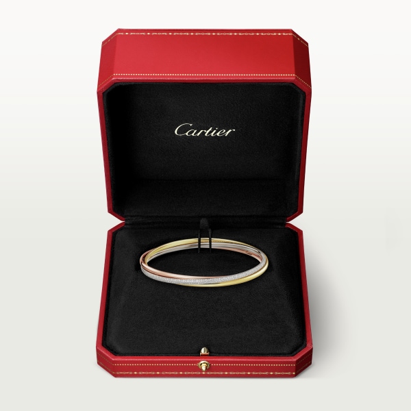 Trinity bracelet, small model, semi-paved White gold, yellow gold, rose gold, diamonds