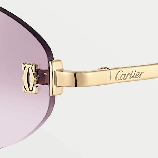 C de Cartier Sunglasses Smooth golden-finish metal, light pink lenses