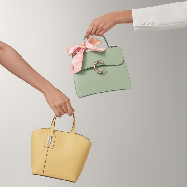 Small bag, Panthère C Sage green calfskin, golden finish