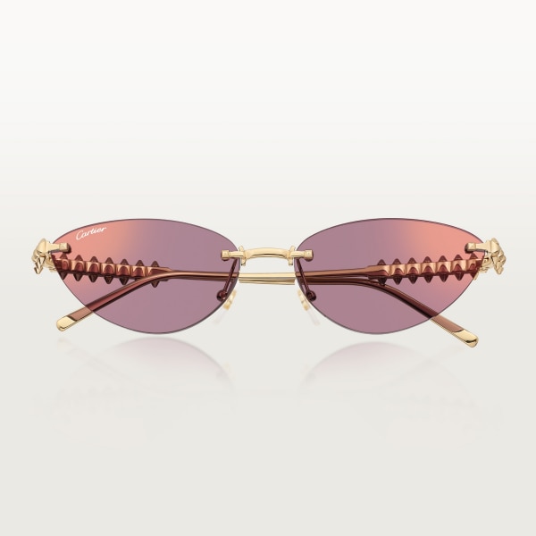 Clash de Cartier Sunglasses Smooth golden-finish metal, purple lenses