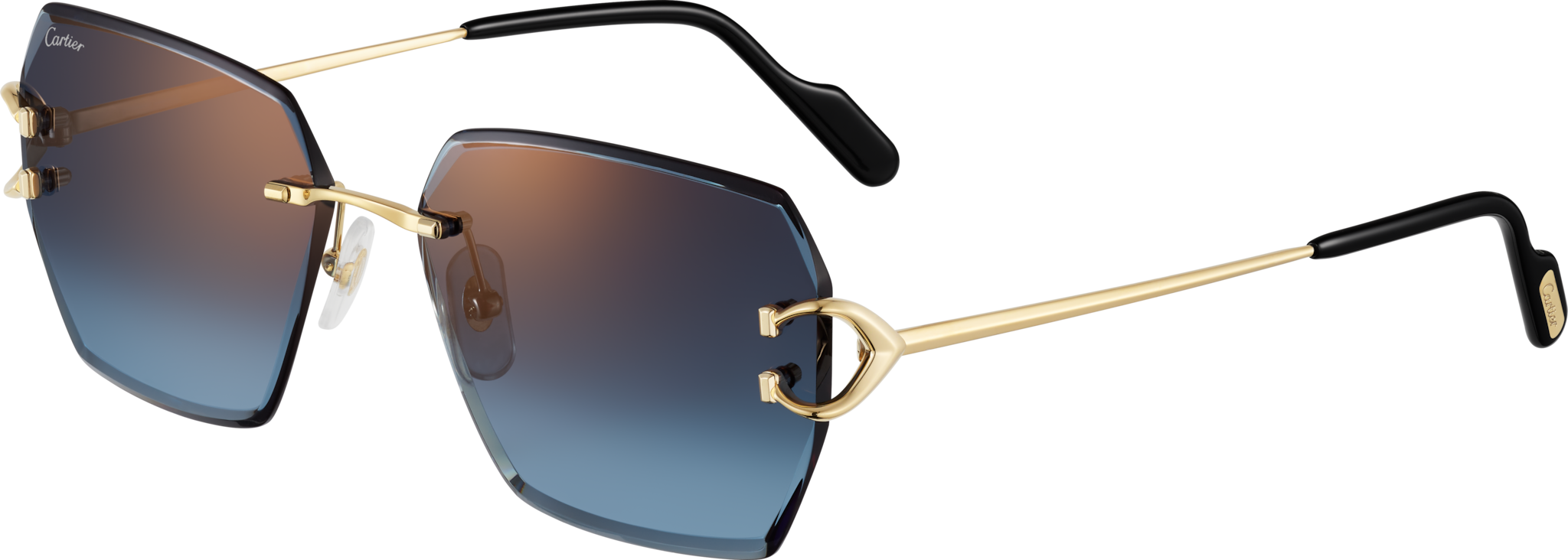 Signature C de Cartier SunglassesSmooth golden-finish metal, blue lenses