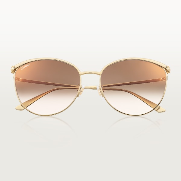 Panthère de Cartier Sunglasses Smooth golden-finish metal, brown lenses