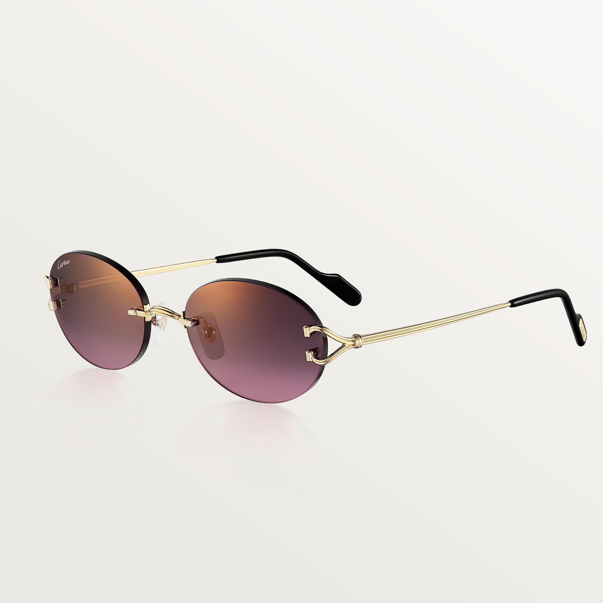 Classic C Motif SunglassesSmooth golden-finish metal, grey and pink lenses