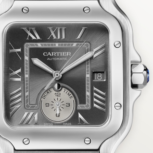 Santos de Cartier watch Large model, automatic, dual time zone, steel