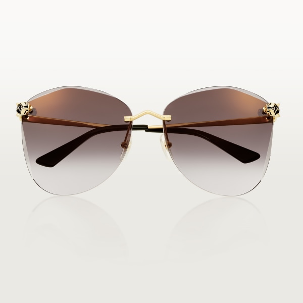 Panthère de Cartier Sunglasses Smooth golden-finish metal, grey lenses