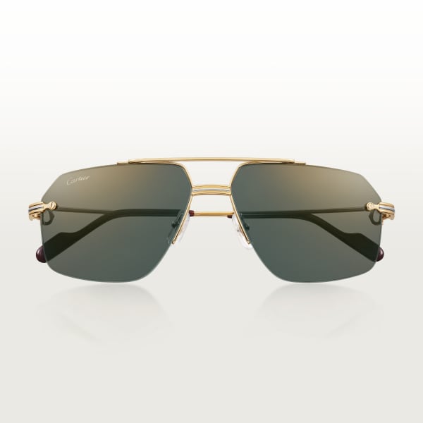 Première de Cartier sunglasses Smooth golden-finish metal, green lenses