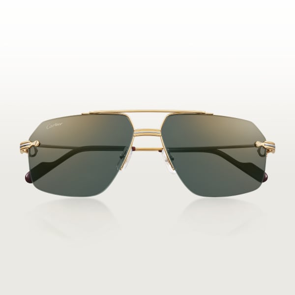 Première de Cartier太阳眼镜 抛光镀金饰面金属，绿色镜片