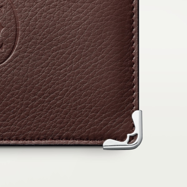 Must de Cartier Small Leather Goods, compact wallet Chocolate calfskin, palladium finish