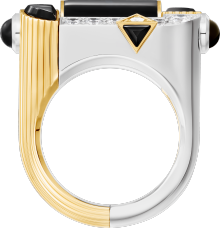 Géométrie & Contrastes ring, onyx, paved Yellow gold, white gold, onyx, diamonds