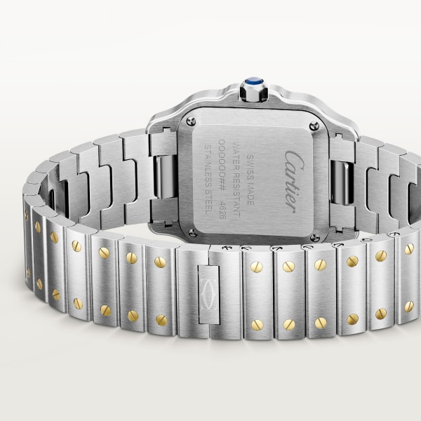 Santos de Cartier watch Small model, quartz movement, yellow gold and steel, interchangeable metal and leather straps