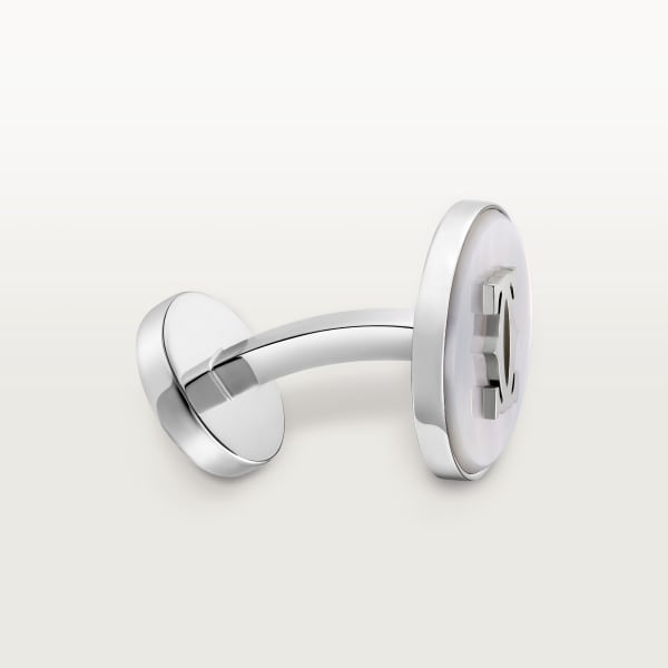 Double C de Cartier cufflinks in mother-of-pearl Sterling silver, mother-of-pearl, palladium finish