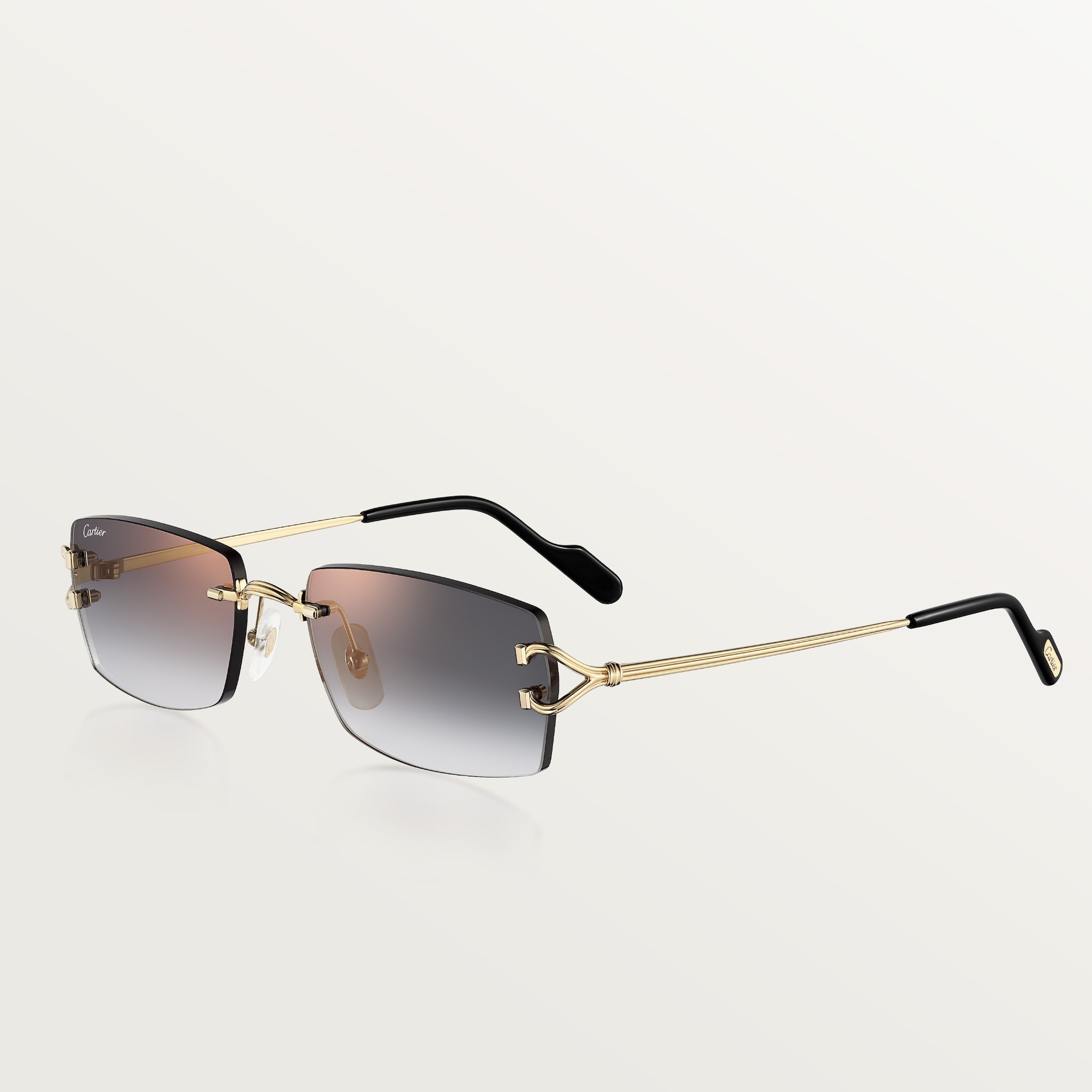 Sunglasses, Classic C de Cartier motifSmooth golden-finish metal, grey lenses
