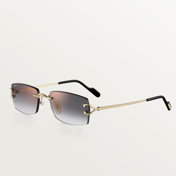 Sunglasses, Classic C de Cartier motif Smooth golden-finish metal, grey lenses
