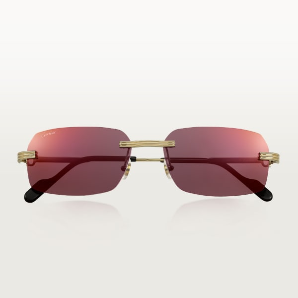 Première de Cartier sunglasses Smooth golden-finish metal, burgundy lenses