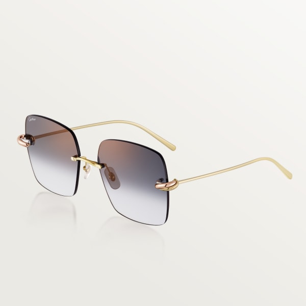 Trinity, Sunglasses Black metal, smooth three-tone golden finish, grey lenses