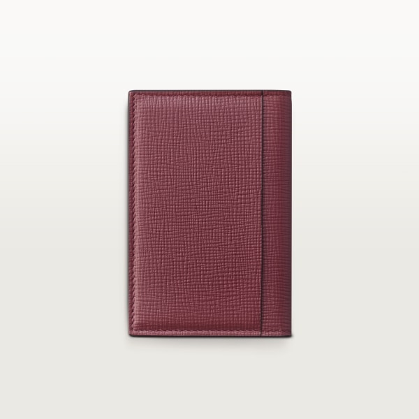 Cartier Losange系列4信用卡皮夹 酒红色粒纹小牛皮，镀金饰面，酒红色珐琅