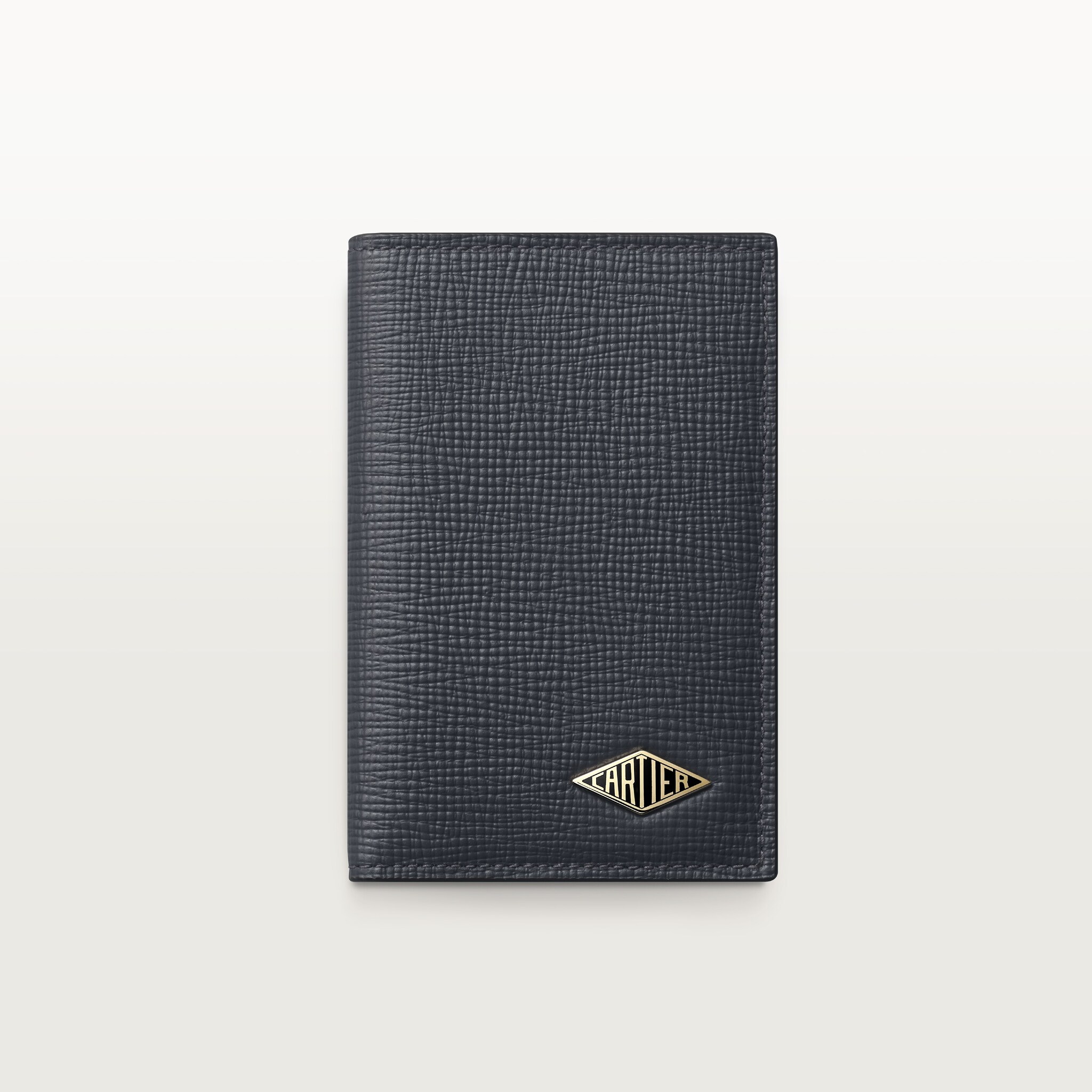 4 credit card holder, Cartier LosangeSlate grey and sky blue grained calfskin, golden finish and slate grey enamel