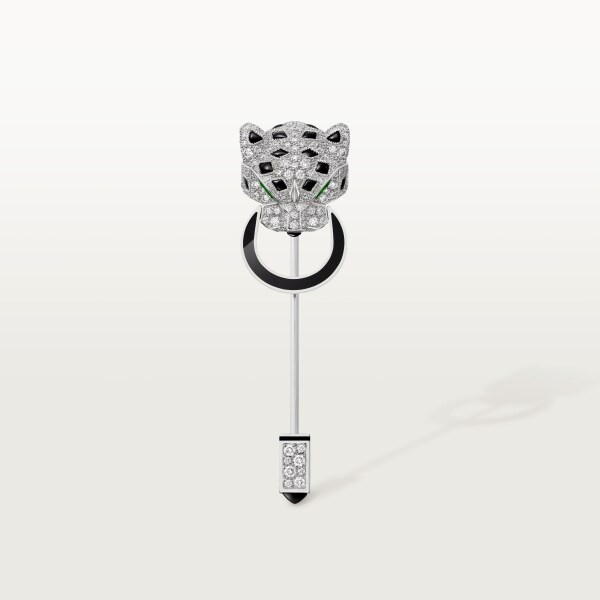 Panthère de Cartier tie pin White gold, emeralds, onyx, diamonds