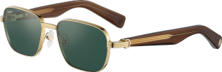 Première de Cartier Sunglasses Smooth golden-finish metal, transparent brown acetate, green lenses